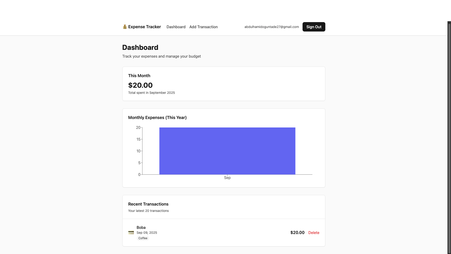 Expense Tracker app screenshot