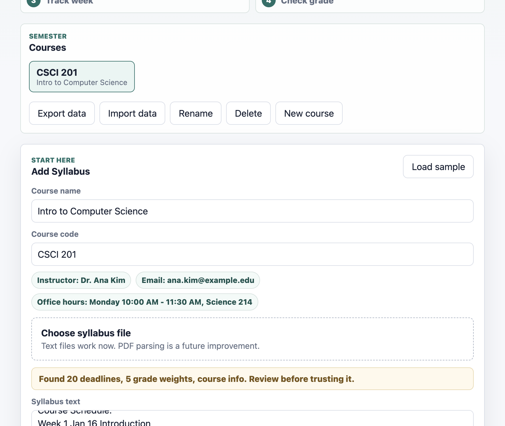 SyllabusSync project screenshot
