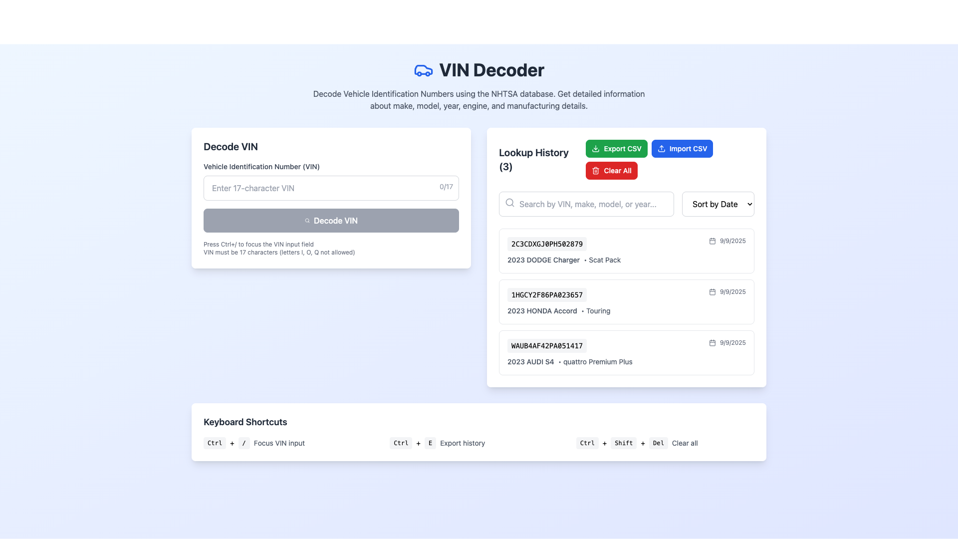 VIN Decoder Project Screenshot